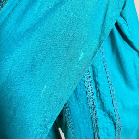 Vintage Bloomingdale’s Linen Shell and Shirt Set Turquoise Size Medium and Large - Picture 12 of 15